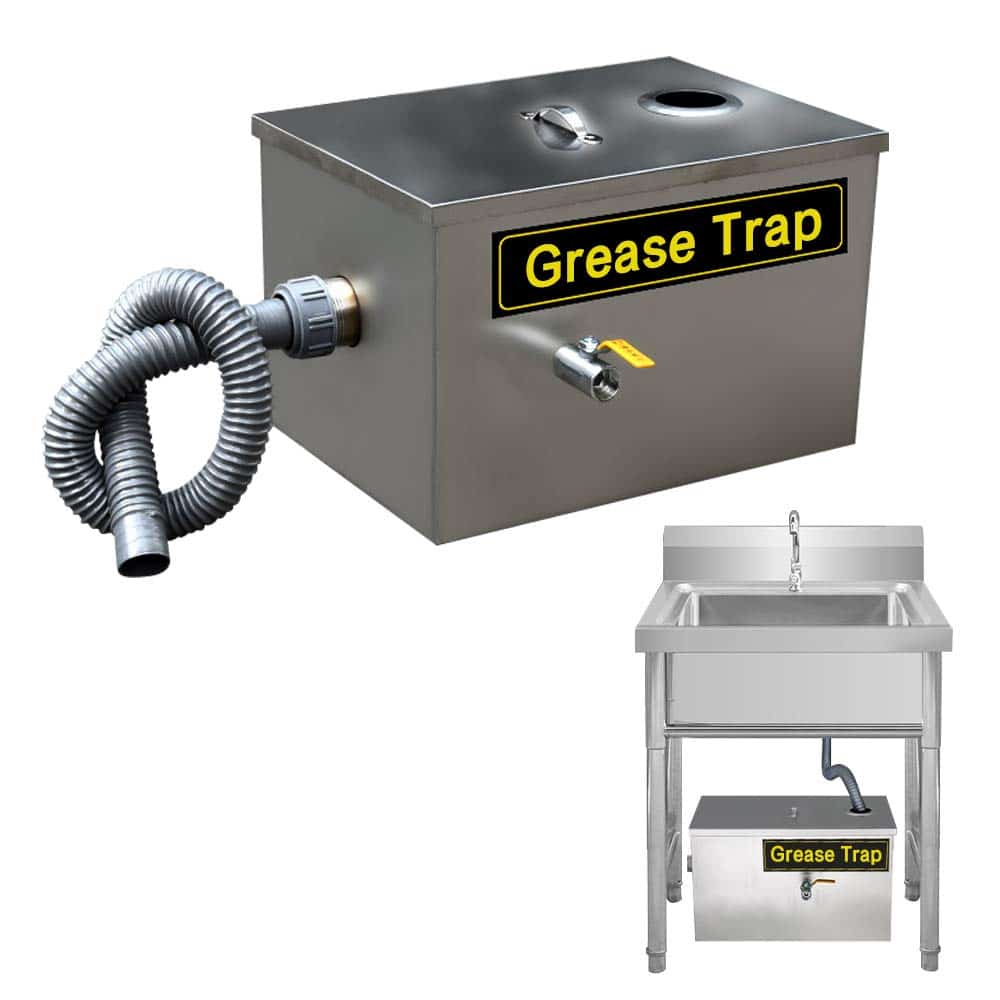 Grease trap system for commercial kitchens to prevent FOG entering drains