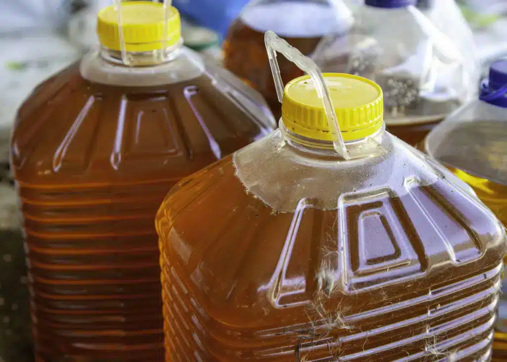 waste cooking oil ready for disposal