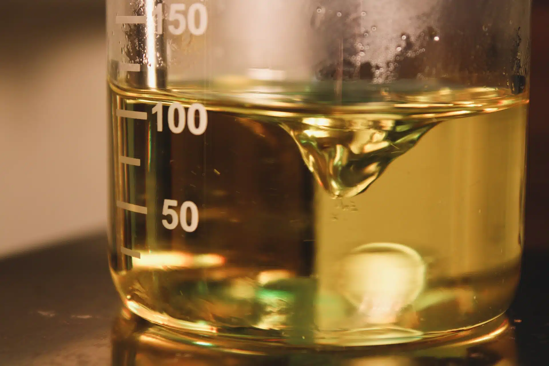 Oil in a measuring jug