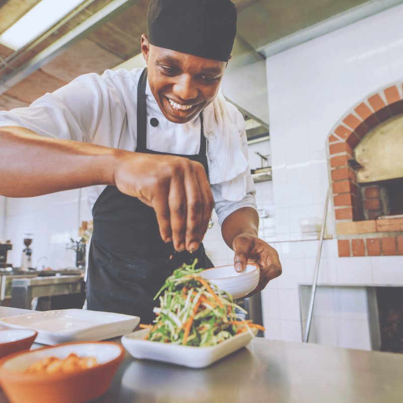 Chef in cambridge prepping food