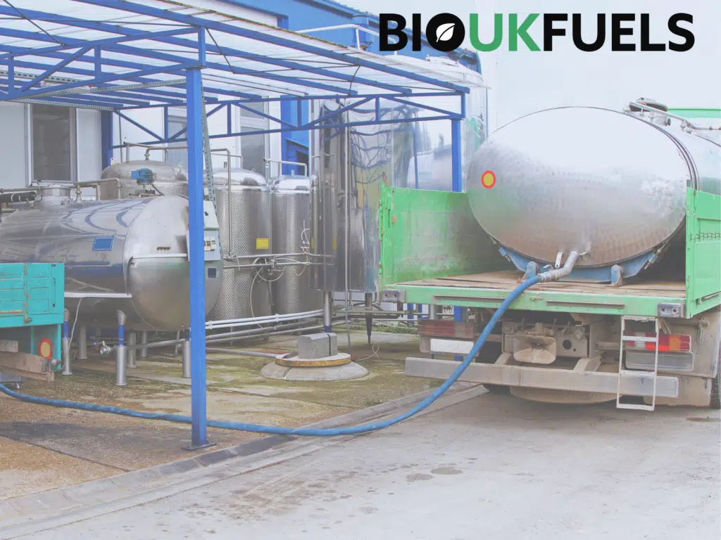 a tanker removeing waste oil from a food manufacturer