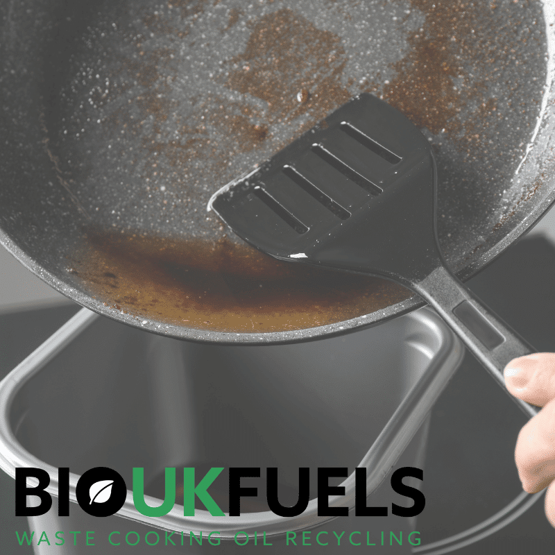  pan of used cooking oil being emptied in a kitchen in Southend-On-Sea