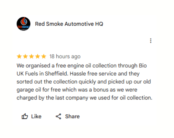 Review from Red Smoke Automotive Centre